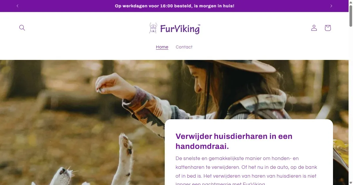Screenshot van de website van FurViking